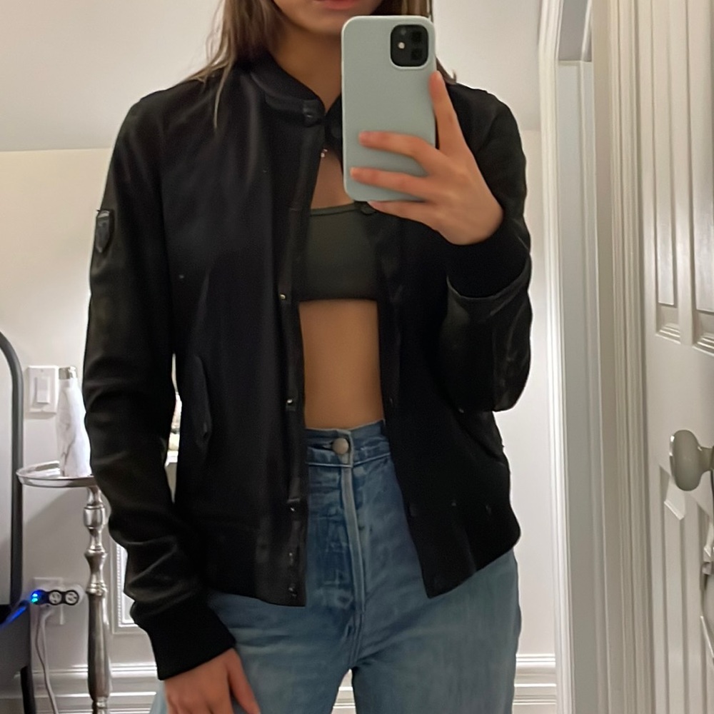 Rudsak Black Leather Bomber Jacket